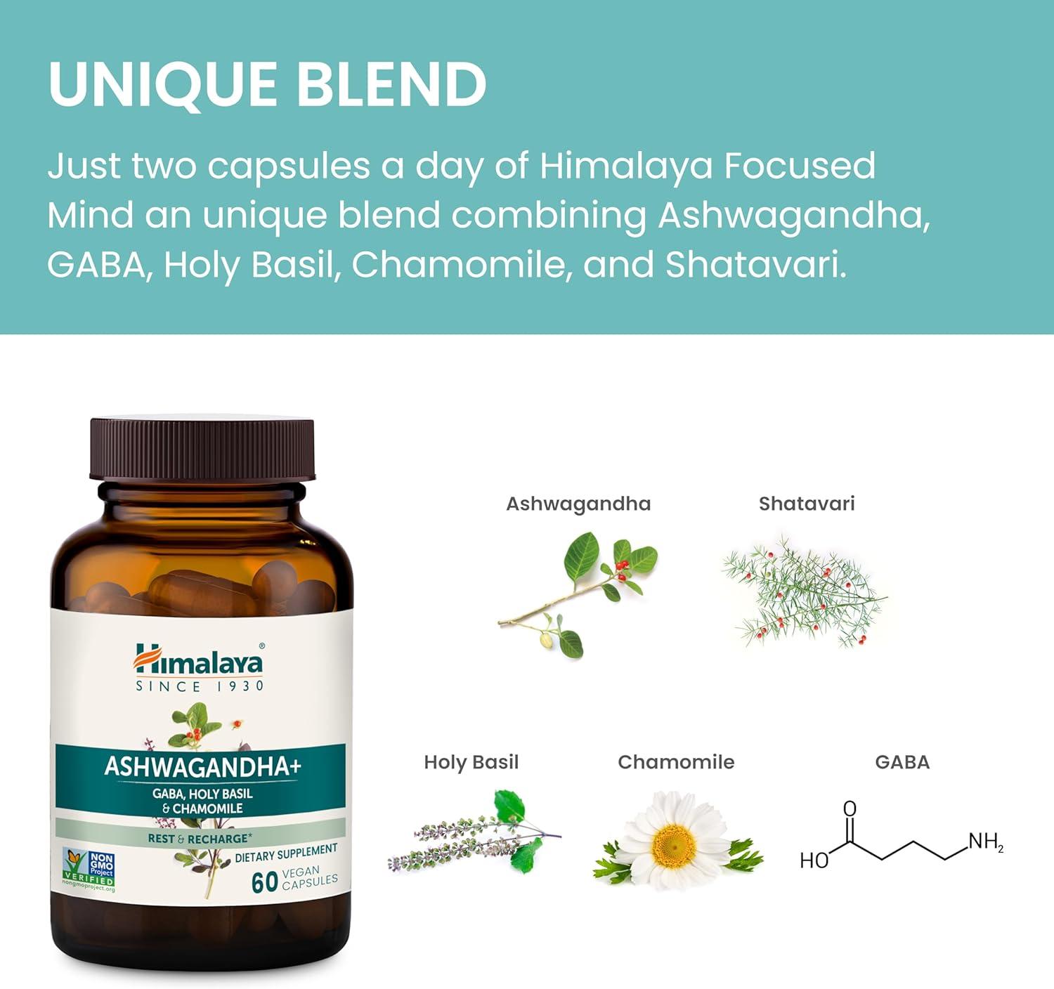 image:imageHimalaya Ashwagandha with GABA Holy Basil amp Chamomile for Reset Relaxation amp Stress Relief Vegan Gluten Free 540 mg 60 Vegetarian Capsules 1 Month Supply