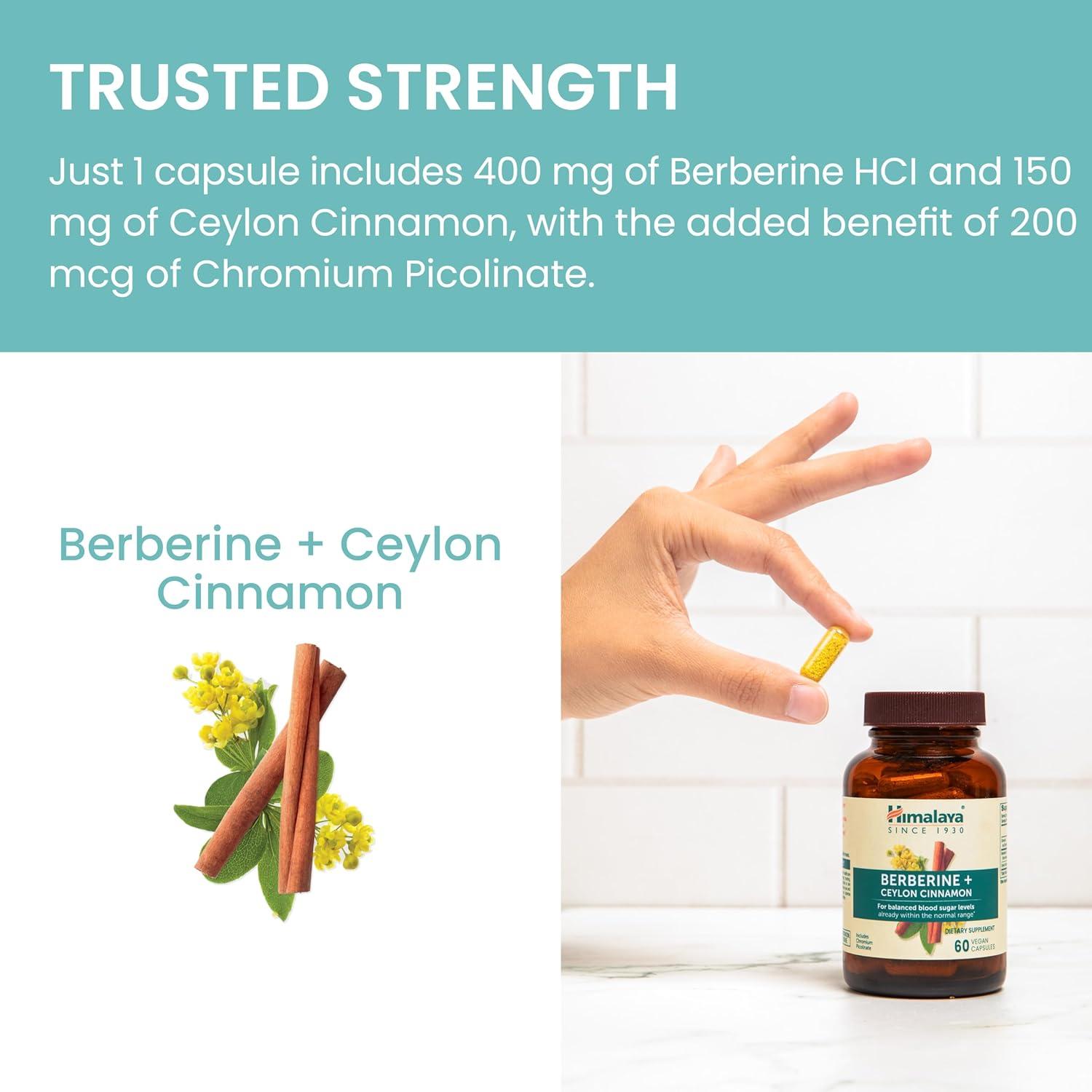image:imageHimalaya Berberine with Ceylon Cinnamon Herbal Supplement for Supporting Normal Metabolism Immune and Digestive Health Vegan Gluten Free 60 Vegetarian Capsules