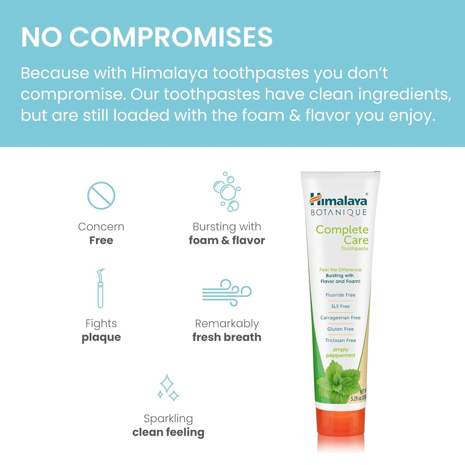 image:imageHimalaya Botanique Complete Care Toothpaste Herbal Peppermint Flavor Fights Plaque Freshens Breath Fluoride Free No Artificial Flavors SLS Free Cruelty Free Foaming 529 Oz 4 PackPeppermint