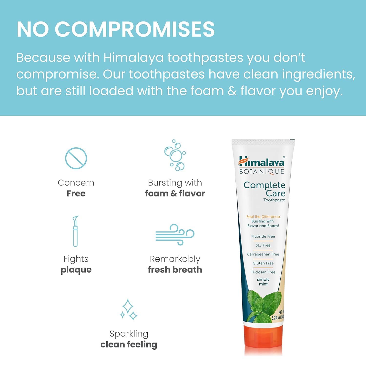 image:imageHimalaya Botanique Complete Care Toothpaste Herbal Peppermint Flavor Fights Plaque Freshens Breath Fluoride Free No Artificial Flavors SLS Free Cruelty Free Foaming 529 Oz 4 PackMint