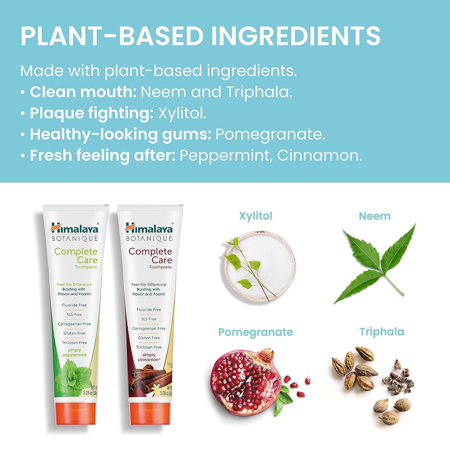 image:imageHimalaya Botanique Complete Care Toothpaste Herbal Peppermint Flavor Fights Plaque Freshens Breath Fluoride Free No Artificial Flavors SLS Free Cruelty Free Foaming 529 Oz 4 PackPeppermint Cinnamon