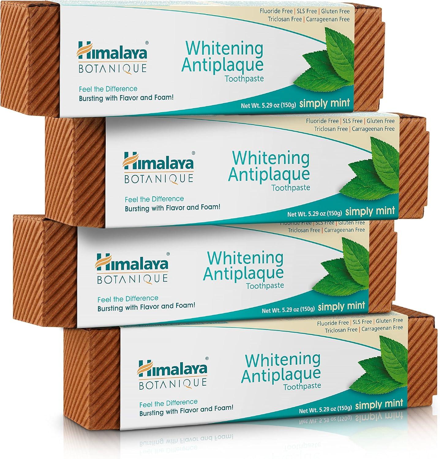 image:imageHimalaya Botanique Complete Care Whitening Toothpaste Simply Peppermint Fluoride Free for a Clean Mouth Whiter Teeth and Fresh Breath 529 oz 4 PackMint