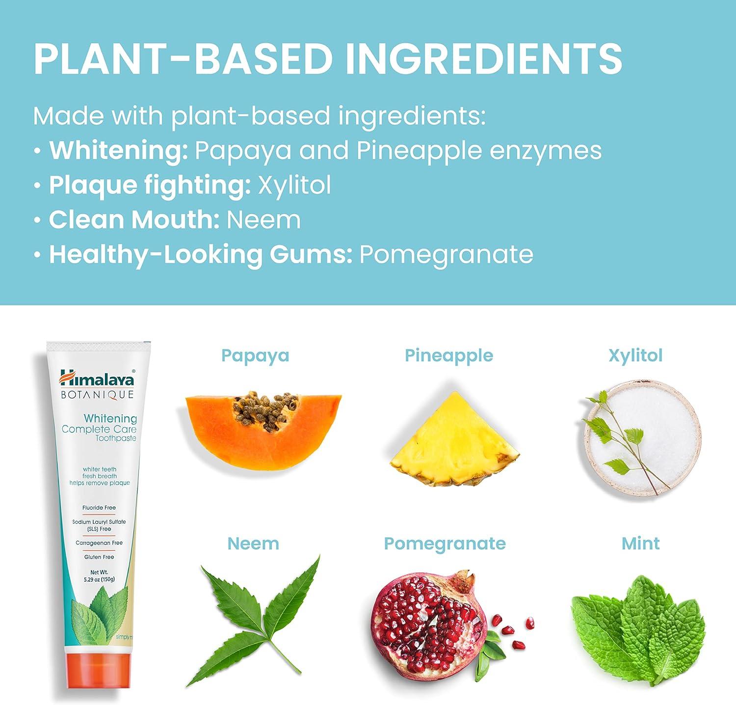 image:imageHimalaya Botanique Complete Care Whitening Toothpaste Simply Peppermint Fluoride Free for a Clean Mouth Whiter Teeth and Fresh Breath 529 oz 4 PackMint