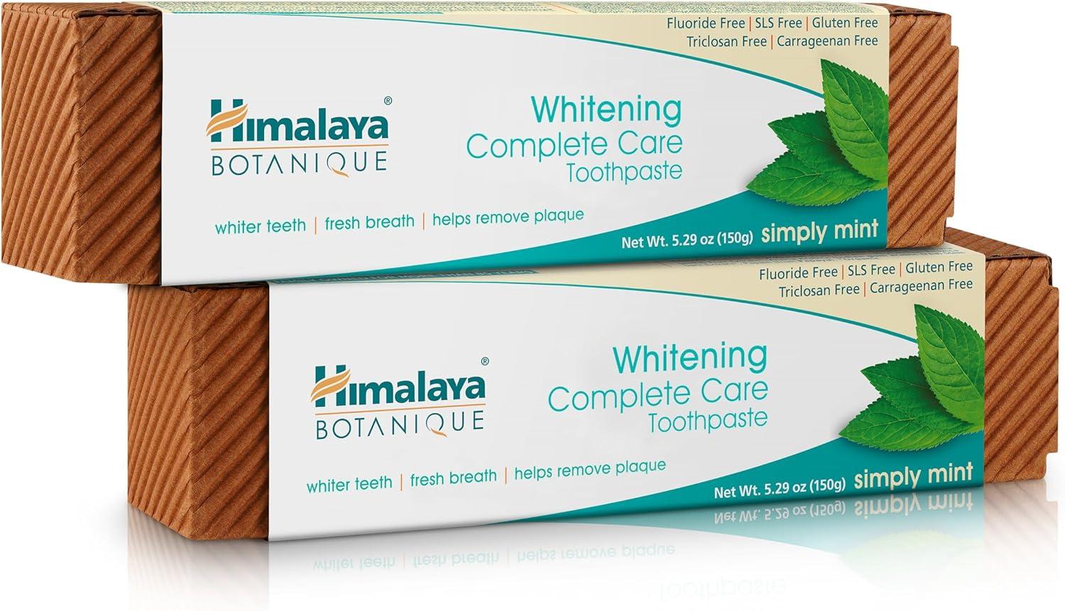 image:imageHimalaya Botanique Complete Care Whitening Toothpaste Simply Peppermint Fluoride Free for a Clean Mouth Whiter Teeth and Fresh Breath 529 oz 4 PackMint