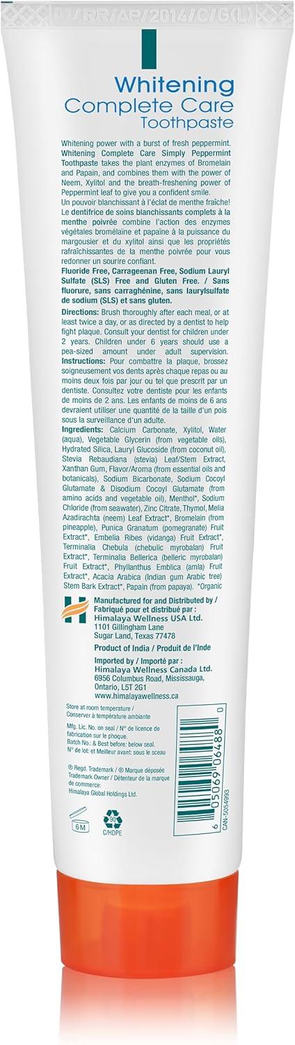 image:imageHimalaya Botanique Complete Care Whitening Toothpaste Simply Peppermint Fluoride Free for a Clean Mouth Whiter Teeth and Fresh Breath 529 oz 4 PackPeppermint