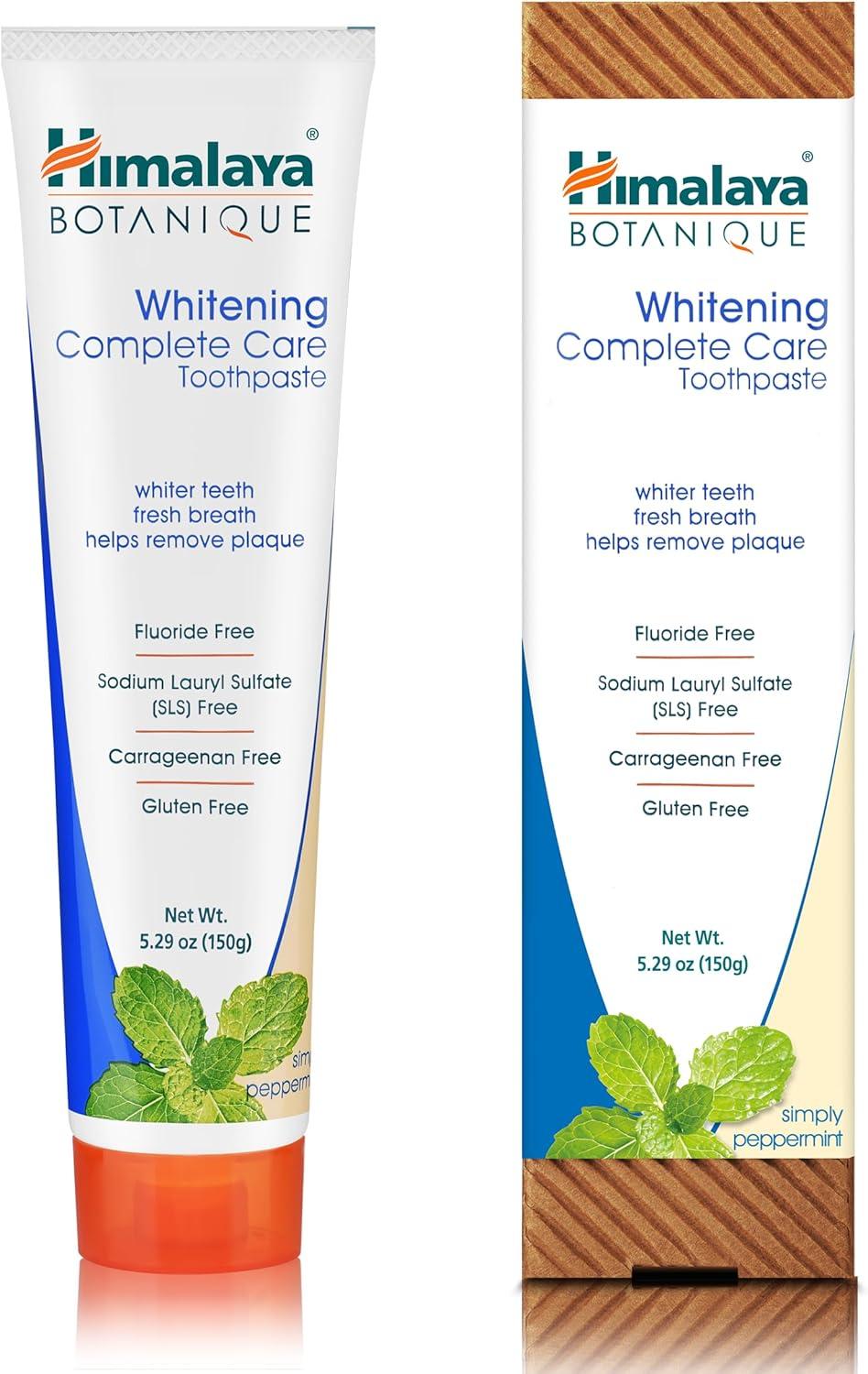 image:imageHimalaya Botanique Complete Care Whitening Toothpaste Simply Peppermint Fluoride Free for a Clean Mouth Whiter Teeth and Fresh Breath 529 oz 4 PackPeppermint