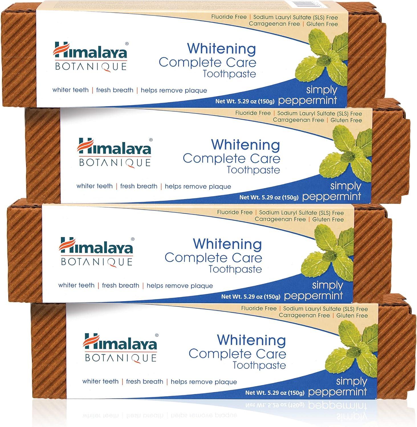 image:imageHimalaya Botanique Complete Care Whitening Toothpaste Simply Peppermint Fluoride Free for a Clean Mouth Whiter Teeth and Fresh Breath 529 oz 4 PackPeppermint
