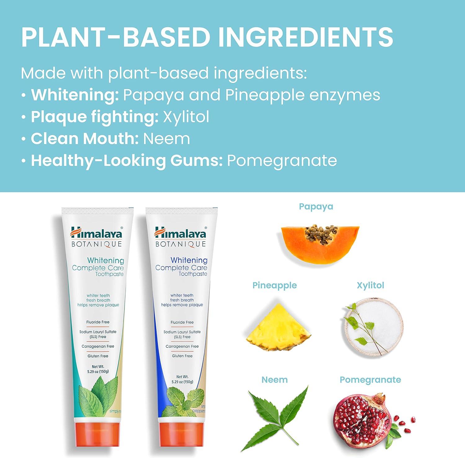 image:imageHimalaya Botanique Complete Care Whitening Toothpaste Simply Peppermint Fluoride Free for a Clean Mouth Whiter Teeth and Fresh Breath 529 oz 4 PackVariety