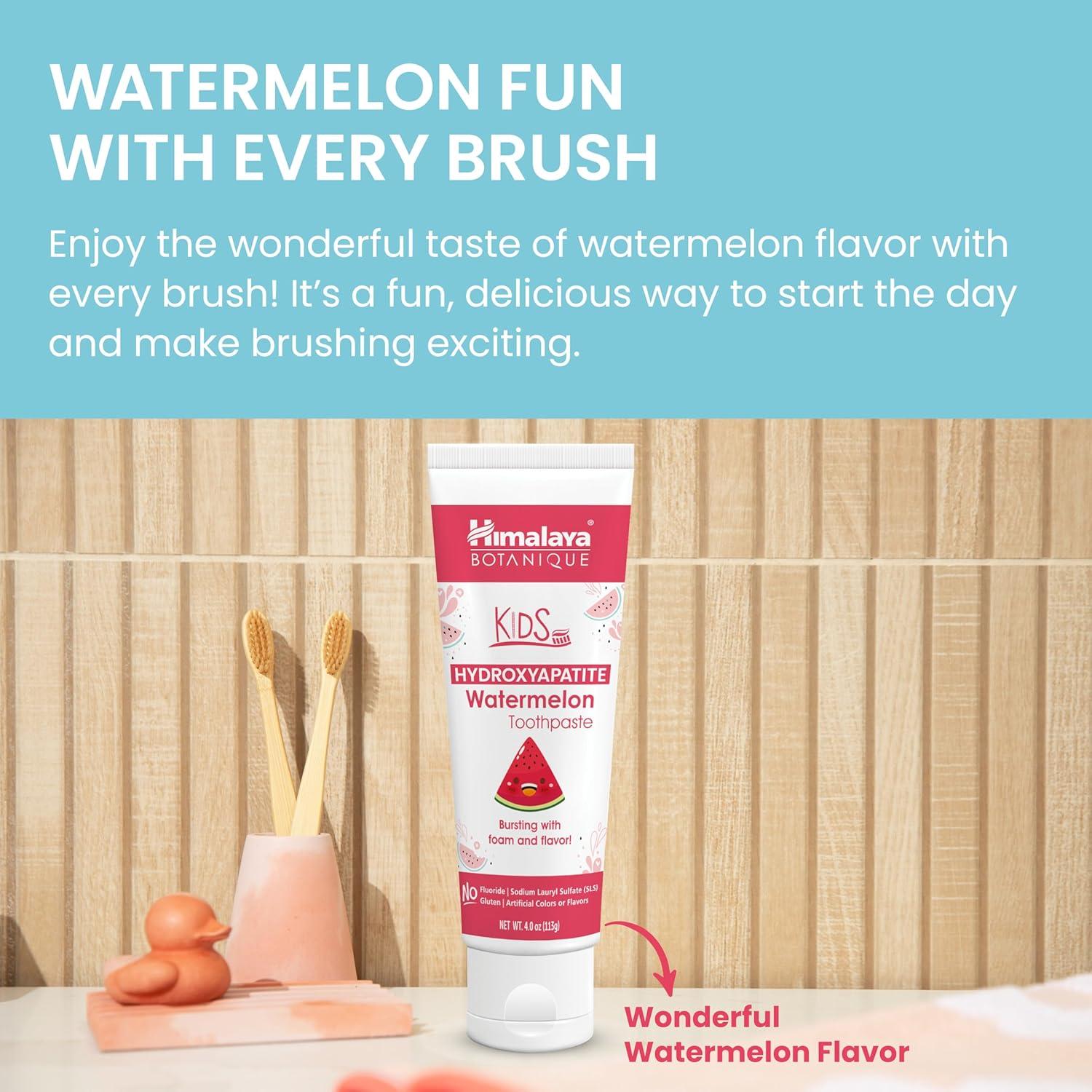 image:imageHimalaya Botanique Kids Hydroxyapatite Toothpaste Strawberry Flavor Nano Hydroxyapatite to Support Remineralization and Restore Enamel FluorideFree Vegan Gluten Free 4 ozWatermelon