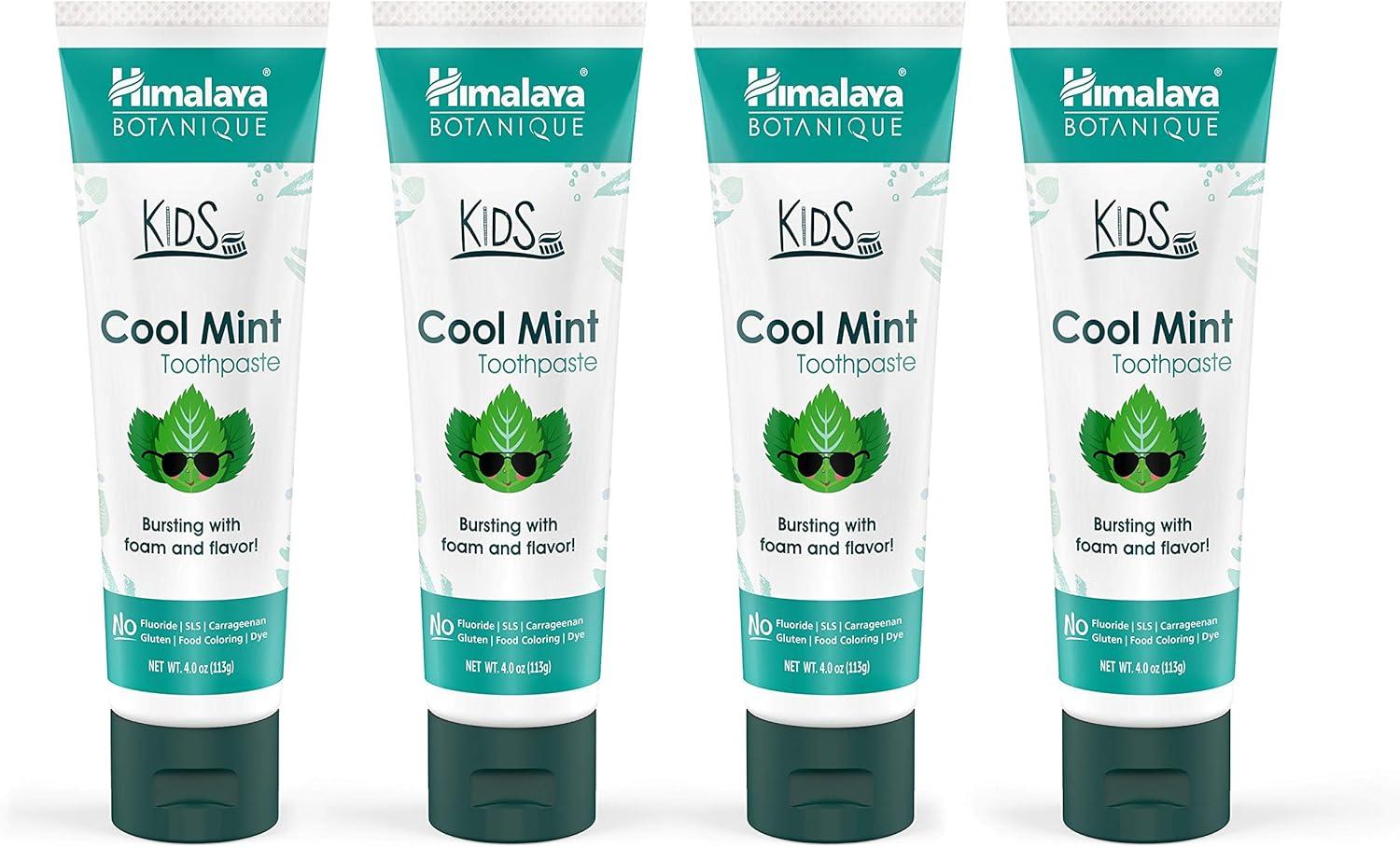 image:imageHimalaya Botanique Kids Toothpaste Cool Mint FluorideFree Gentle No Artificial Colors SLS Free Gluten Free Cruelty Free Vegan Foaming 4 Oz 1 PackMint