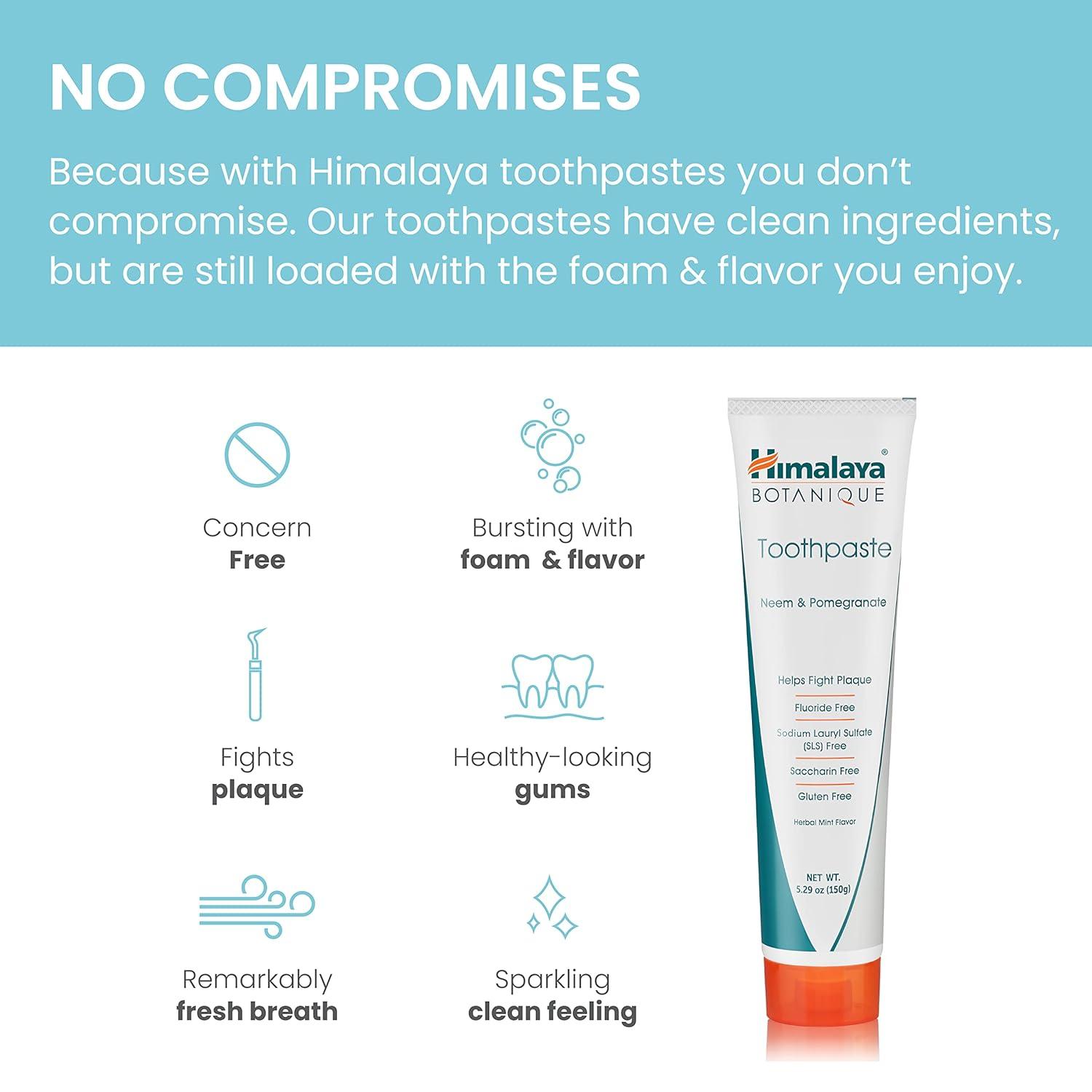 image:imageHimalaya Botanique Original Neem amp Pomegranate Botanical Toothpaste Fights Plaque Brightens Teeth Fluoride Free No Artificial Flavors SLS Free Cruelty Free Foaming Mint Flavor 529 Oz 2 PackPomegranate