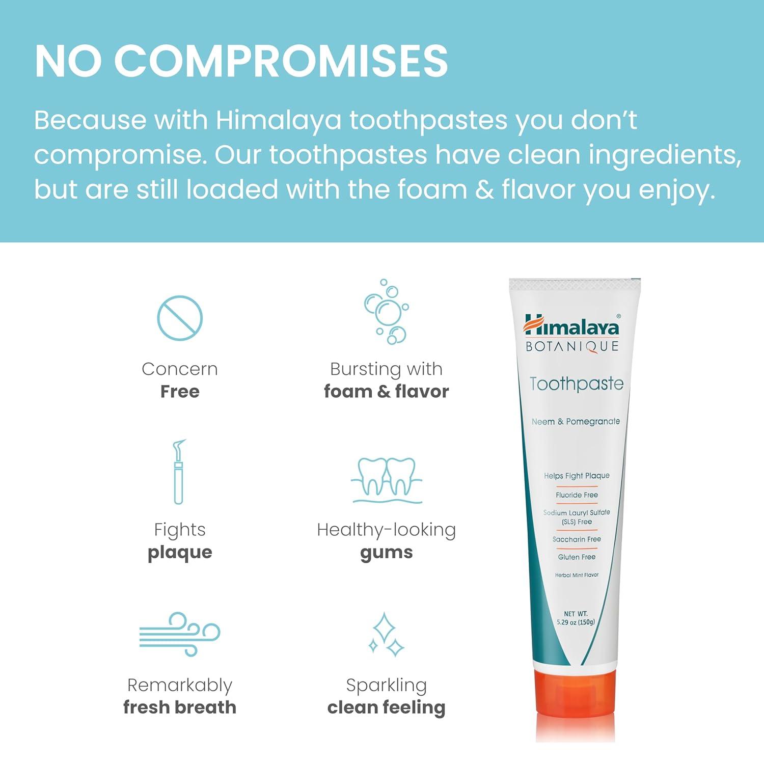 image:imageHimalaya Botanique Original Neem amp Pomegranate Botanical Toothpaste Fights Plaque Brightens Teeth Fluoride Free No Artificial Flavors SLS Free Cruelty Free Foaming Mint Flavor 529 Oz 2 PackPomegranate