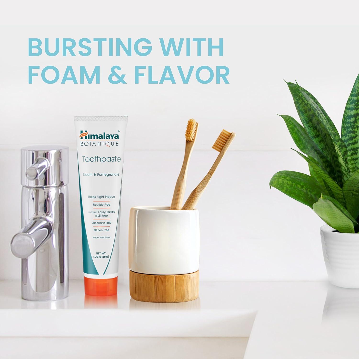 image:imageHimalaya Botanique Original Neem amp Pomegranate Botanical Toothpaste Fights Plaque Brightens Teeth Fluoride Free No Artificial Flavors SLS Free Cruelty Free Foaming Mint Flavor 529 Oz 2 PackPomegranate