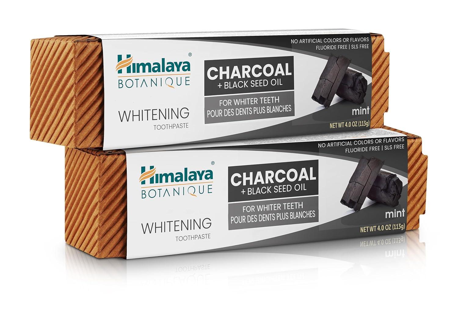 image:imageHimalaya Botanique Turmeric amp Coconut Oil Whitening Antiplaque Herbal Toothpaste Whitens Teeth Fluoride Free No Artificial Flavors SLS Free Vegan Cruelty Free Foaming Mint Flavor 4 Oz 2 PackCharcoal