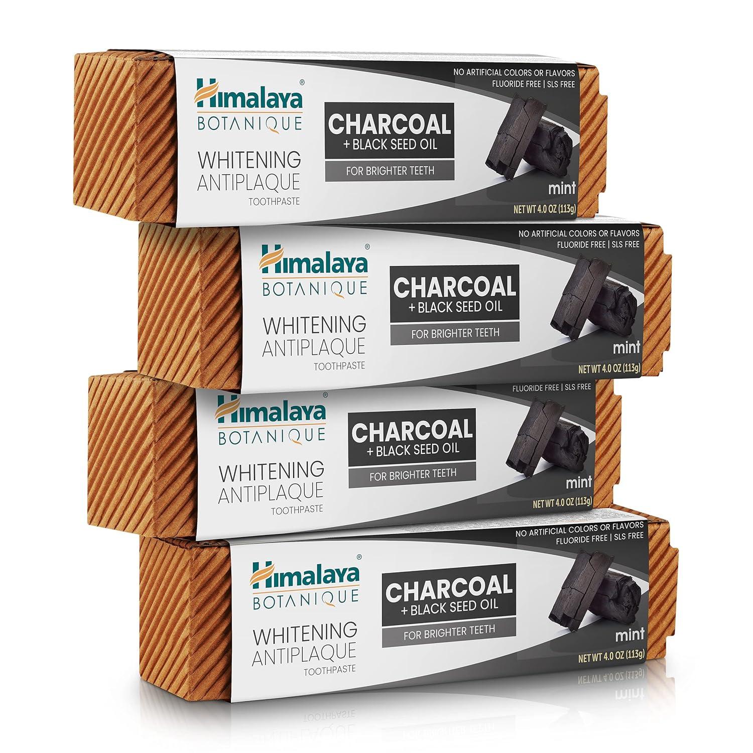 image:imageHimalaya Botanique Turmeric amp Coconut Oil Whitening Antiplaque Herbal Toothpaste Whitens Teeth Fluoride Free No Artificial Flavors SLS Free Vegan Cruelty Free Foaming Mint Flavor 4 Oz 2 PackCharcoal