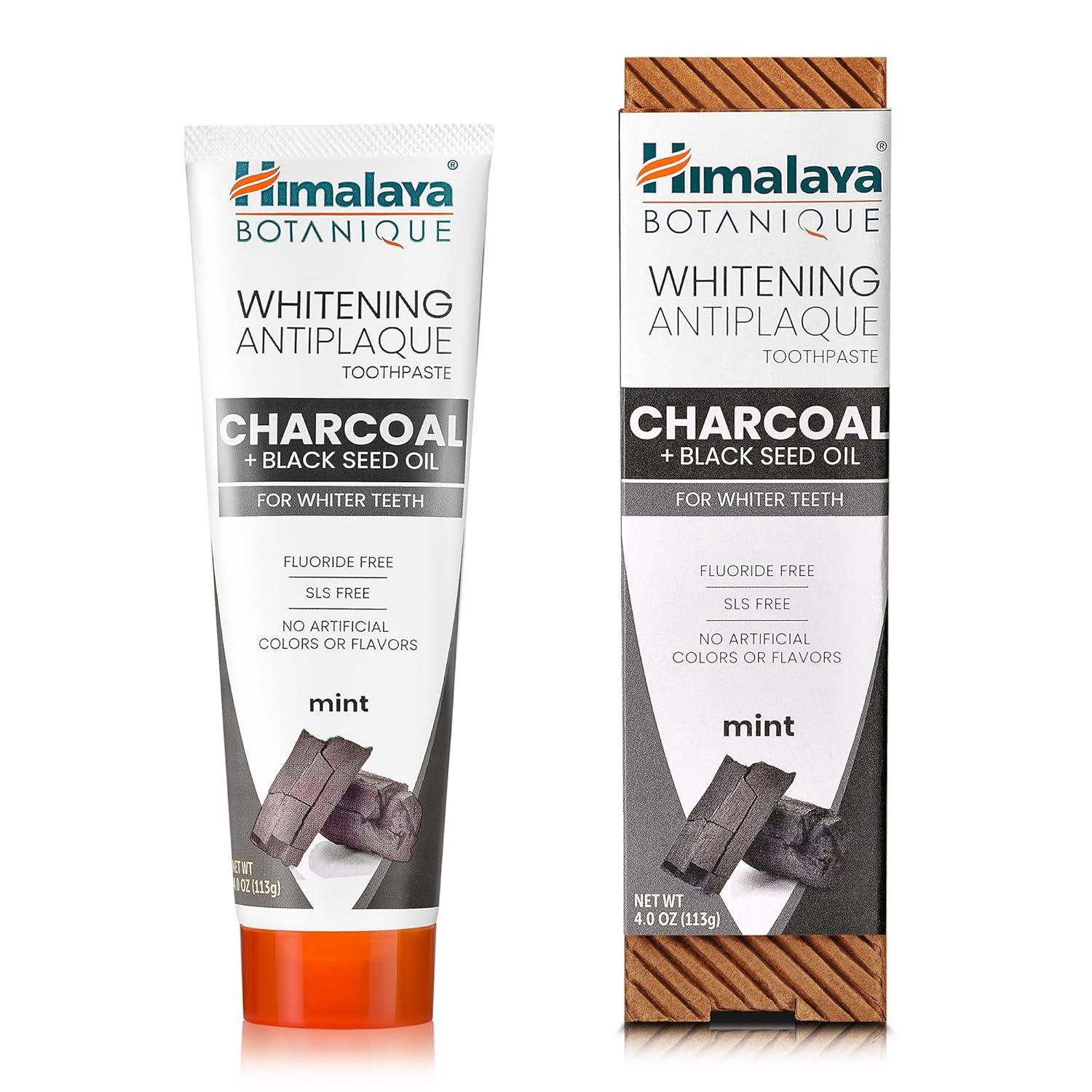 image:imageHimalaya Botanique Turmeric amp Coconut Oil Whitening Antiplaque Herbal Toothpaste Whitens Teeth Fluoride Free No Artificial Flavors SLS Free Vegan Cruelty Free Foaming Mint Flavor 4 Oz 2 PackCharcoal