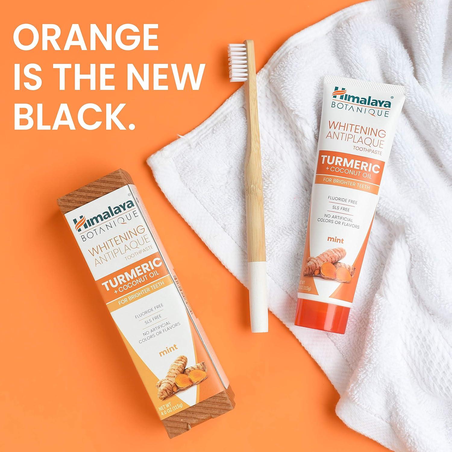 image:imageHimalaya Botanique Turmeric amp Coconut Oil Whitening Antiplaque Herbal Toothpaste Whitens Teeth Fluoride Free No Artificial Flavors SLS Free Vegan Cruelty Free Foaming Mint Flavor 4 Oz 2 PackTurmeric