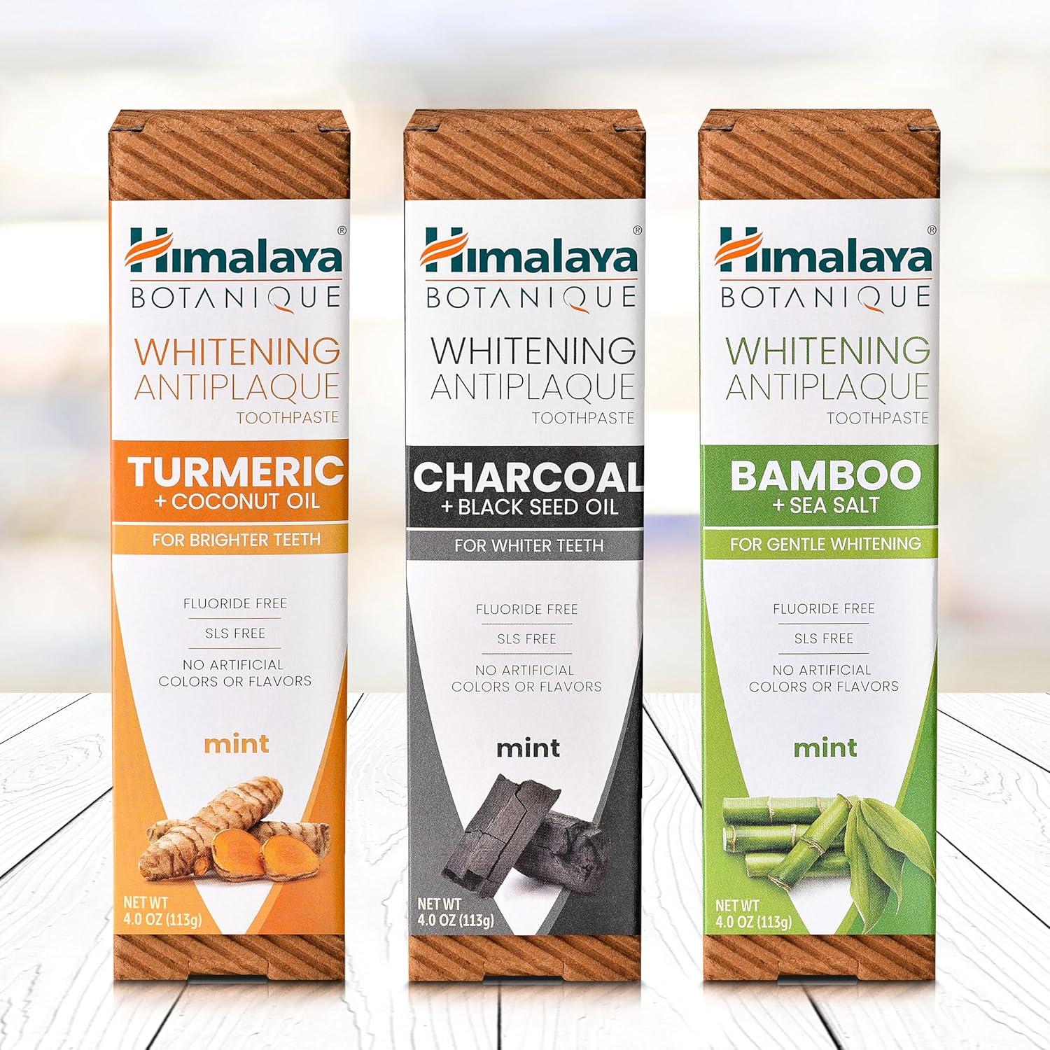 image:imageHimalaya Botanique Turmeric amp Coconut Oil Whitening Antiplaque Herbal Toothpaste Whitens Teeth Fluoride Free No Artificial Flavors SLS Free Vegan Cruelty Free Foaming Mint Flavor 4 Oz 2 PackCharcoal