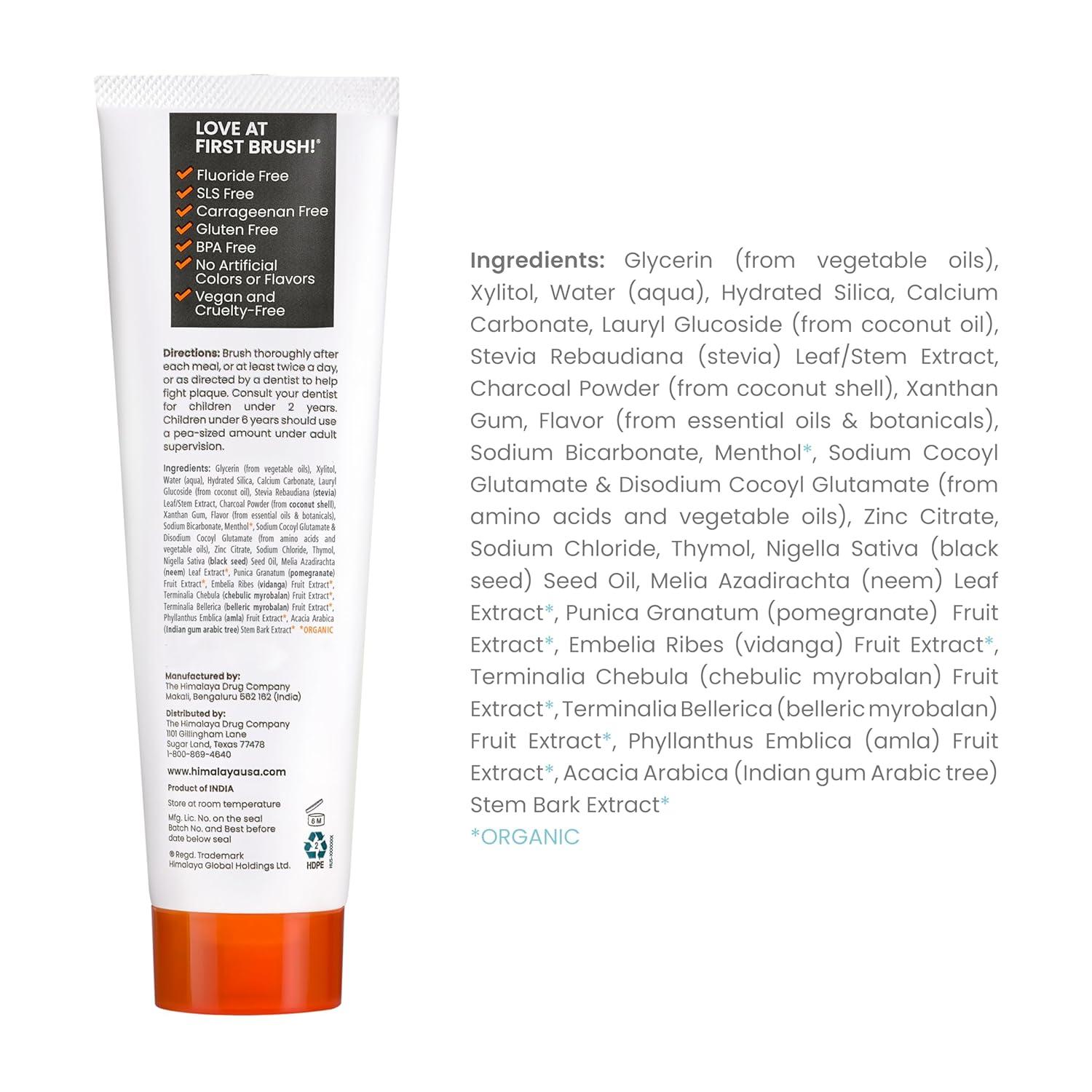 image:imageHimalaya Botanique Turmeric amp Coconut Oil Whitening Antiplaque Herbal Toothpaste Whitens Teeth Fluoride Free No Artificial Flavors SLS Free Vegan Cruelty Free Foaming Mint Flavor 4 Oz 2 PackCharcoal