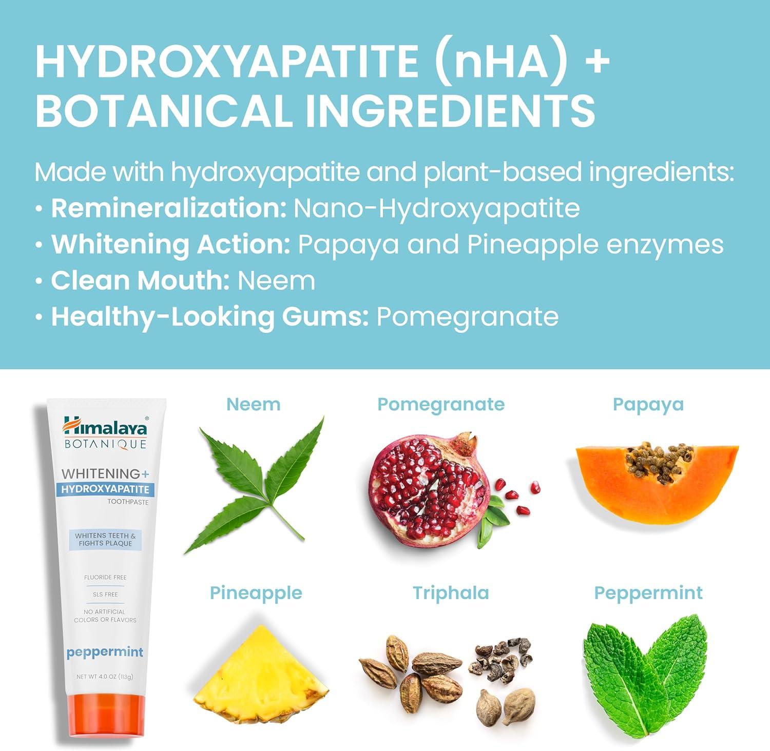 image:imageHimalaya Botanique Whitening Hydroxyapatite Toothpaste Peppermint Nano Hydroxyapatite to Support Remineralization and Restore Enamel Appropriate for Sensitive Teeth Vegan Gluten Free 4 ozPeppermint