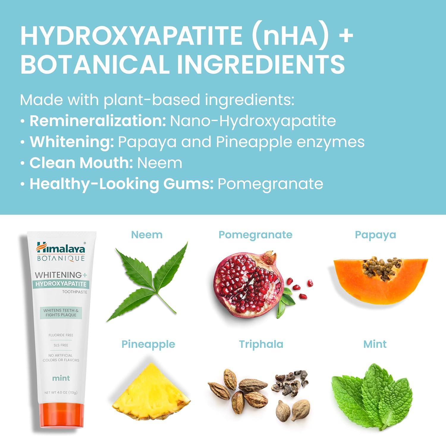 image:imageHimalaya Botanique Whitening Hydroxyapatite Toothpaste Peppermint Nano Hydroxyapatite to Support Remineralization and Restore Enamel Appropriate for Sensitive Teeth Vegan Gluten Free 4 ozMint