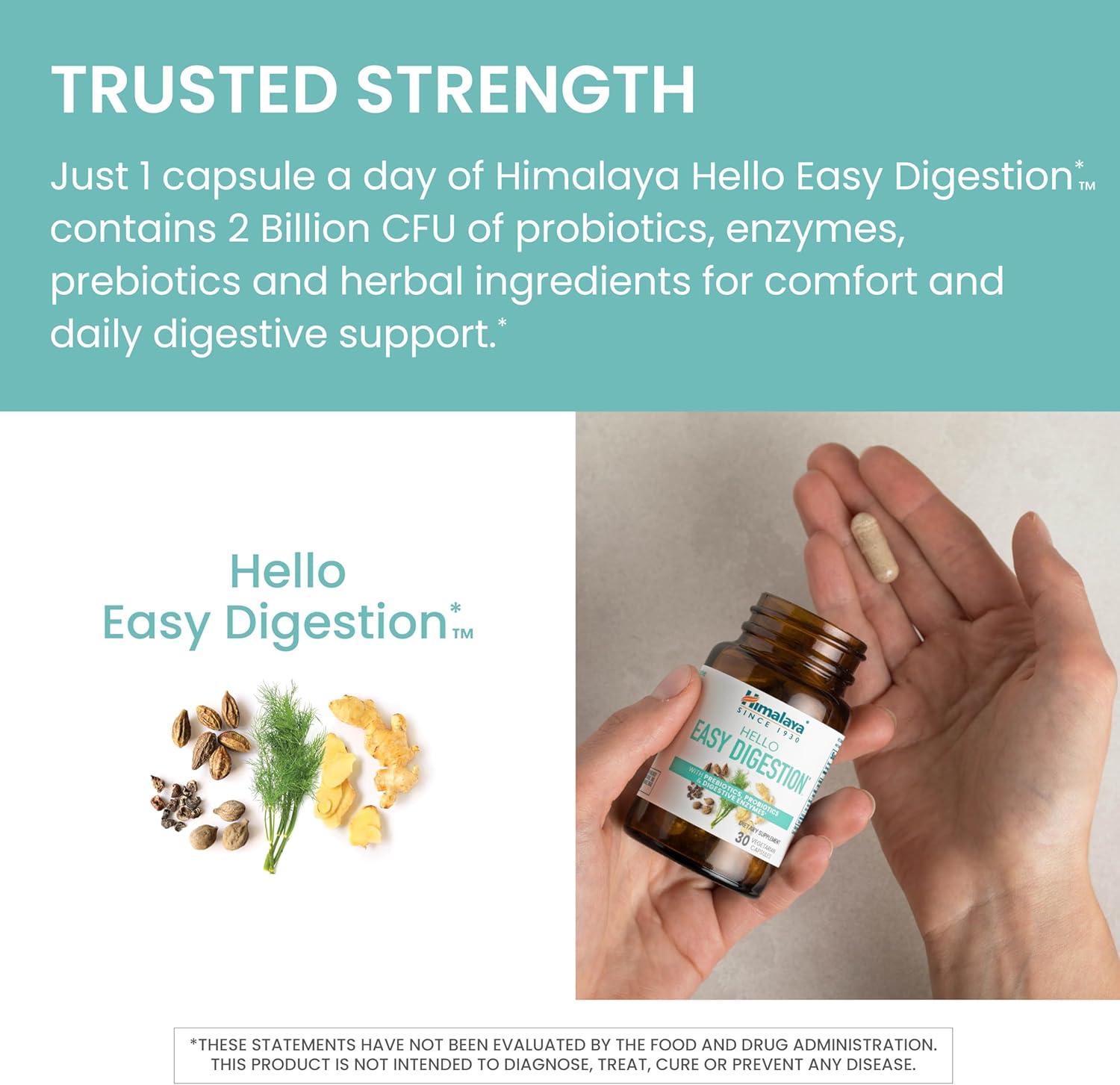 image:imageHimalaya Hello Easy Digestion Digestive Enzymes with 2 Billion CFU Probiotics and Prebiotics Plus 100 mg Herbal Digestive Support with Ginger Fennel amp Triphala 30 Vegetarian Capsules