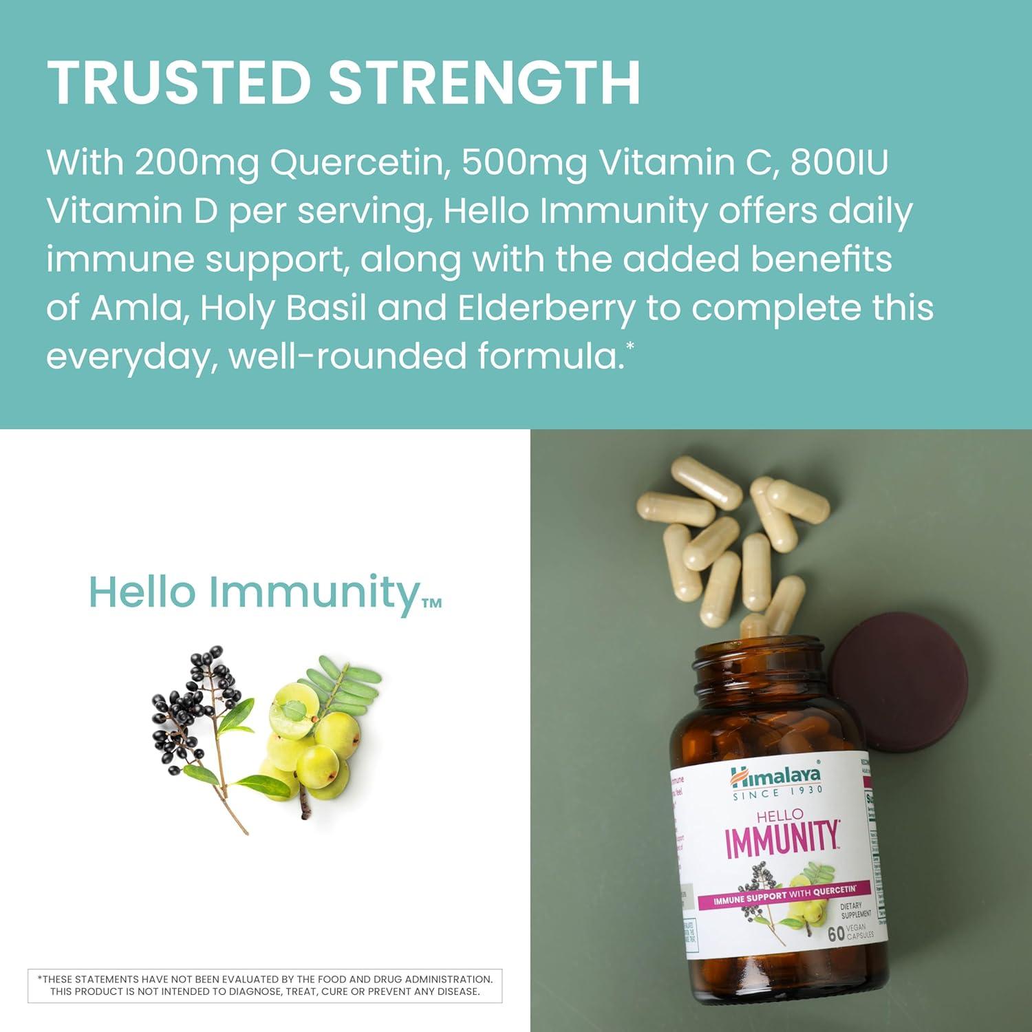image:imageHimalaya Hello Immunity with Quercetin 60 Day Supply Herbal Immune Support Supplement Bioflavonoid and Antioxidant for Immunity and Daily Wellness Vegan NonGMO Gluten Free 500 mg 60 Caplets