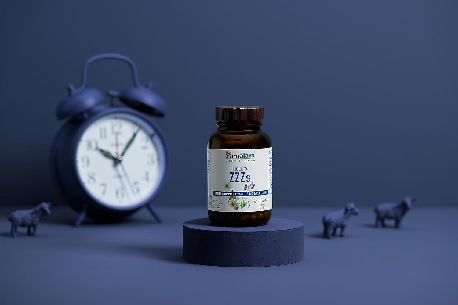 image:imageHimalaya Hello ZZZs 60 Day Supply Herbal Sleep Supplement with Melatonin GABA LTheanine Lavender Chamomile and Lemon Balm Vegan NonGMO Gluten Free 60 Capsules