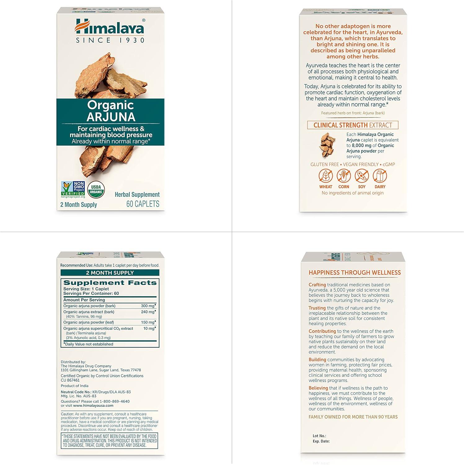 image:imageHimalaya Organic Arjuna 60 Day Supply Herbal Supplement Supporting Heart Health and Normal Blood Pressure USDA Organic Vegan NonGMO Gluten Free 700 mg 60 Caplets2