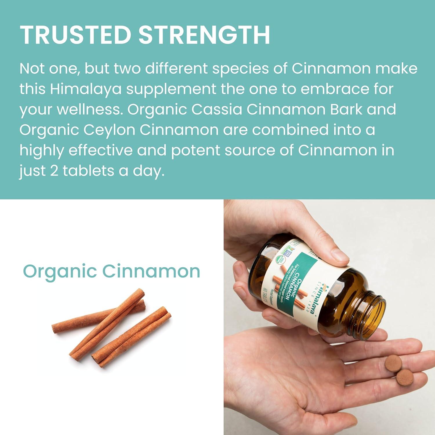 image:imageHimalaya Organic Cinnamon 30 Day Supply Herbal Glucose Metabolism Support USDA Organic NonGMO Vegan Gluten Free 1100 mg 60 Tablets