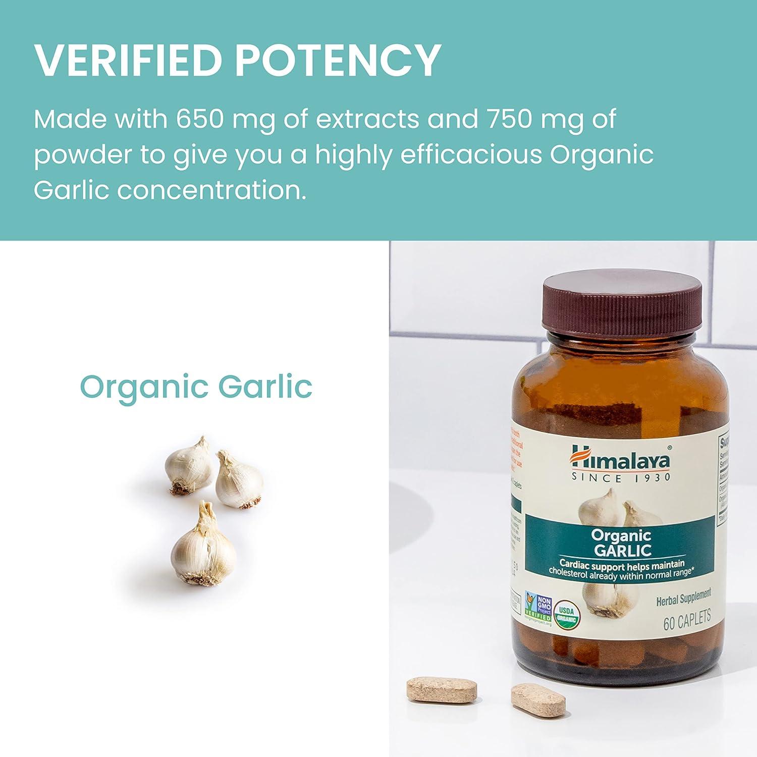 image:imageHimalaya Organic Garlic Herbal Supplement for Lipid Metabolism and Immune Support Vegan NonGMO Gluten Free 1400 mg 60 Caplets60 Count Pack of 1