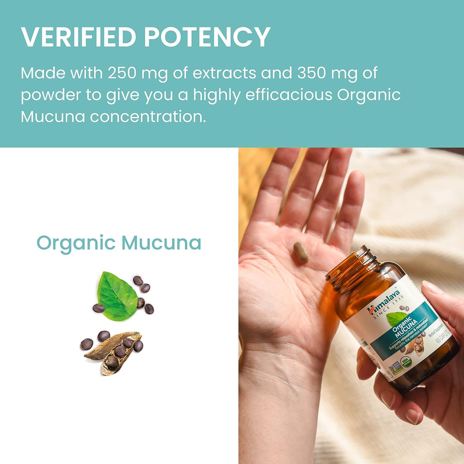 image:imageHimalaya Organic Mucuna Pruriens 60 Day Supply Herbal Supplement for Calming Relaxation from Tension and Promoting Brain Function Vegan NonGMO Gluten Free 600 mg 60 Caplets60 Count Pack of 2