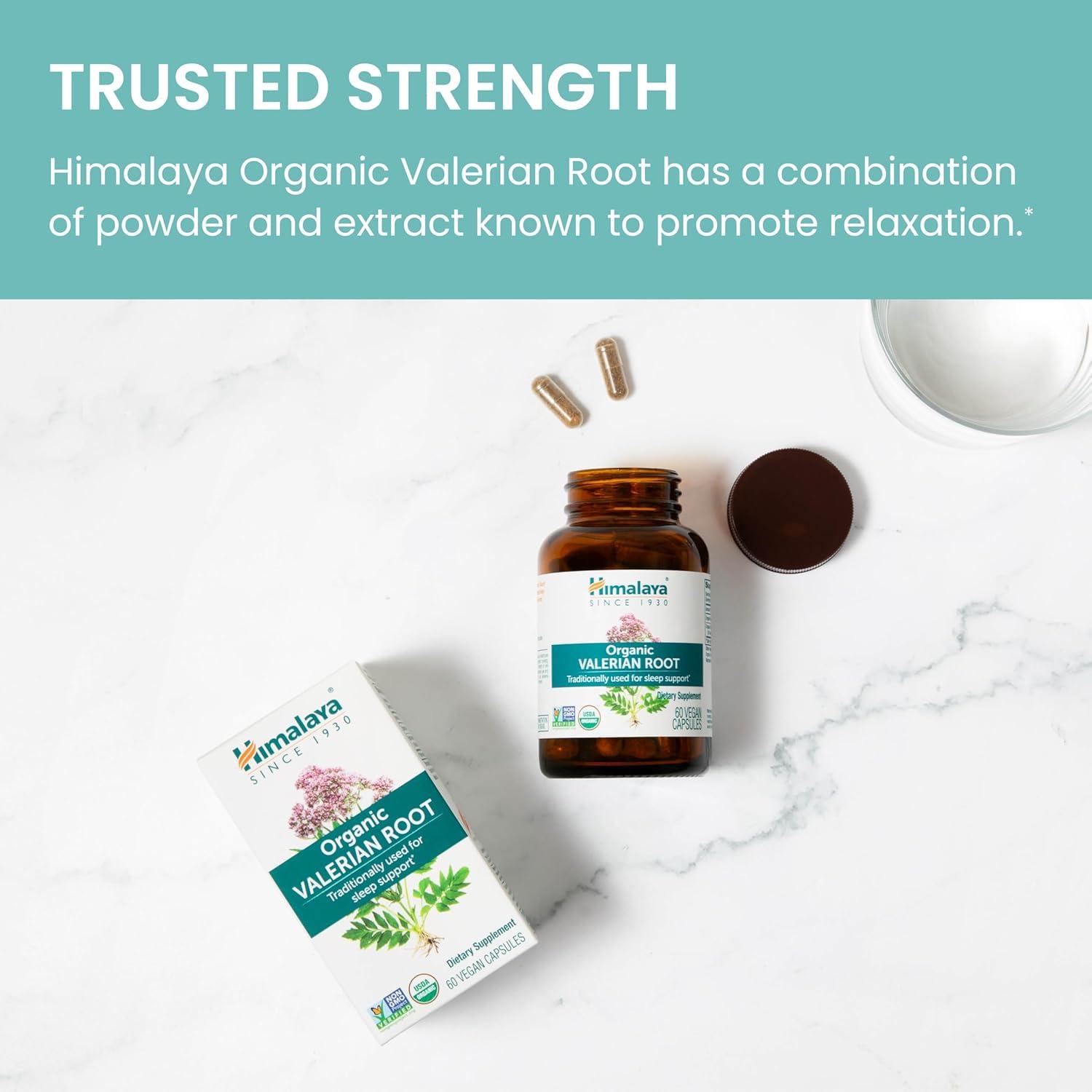 image:imageHimalaya Organic Valerian Root Herbal Sleep Support for Calm Relaxation USDA Organic NonGMO Vegan Gluten Free 1000 mg 60 Capsules