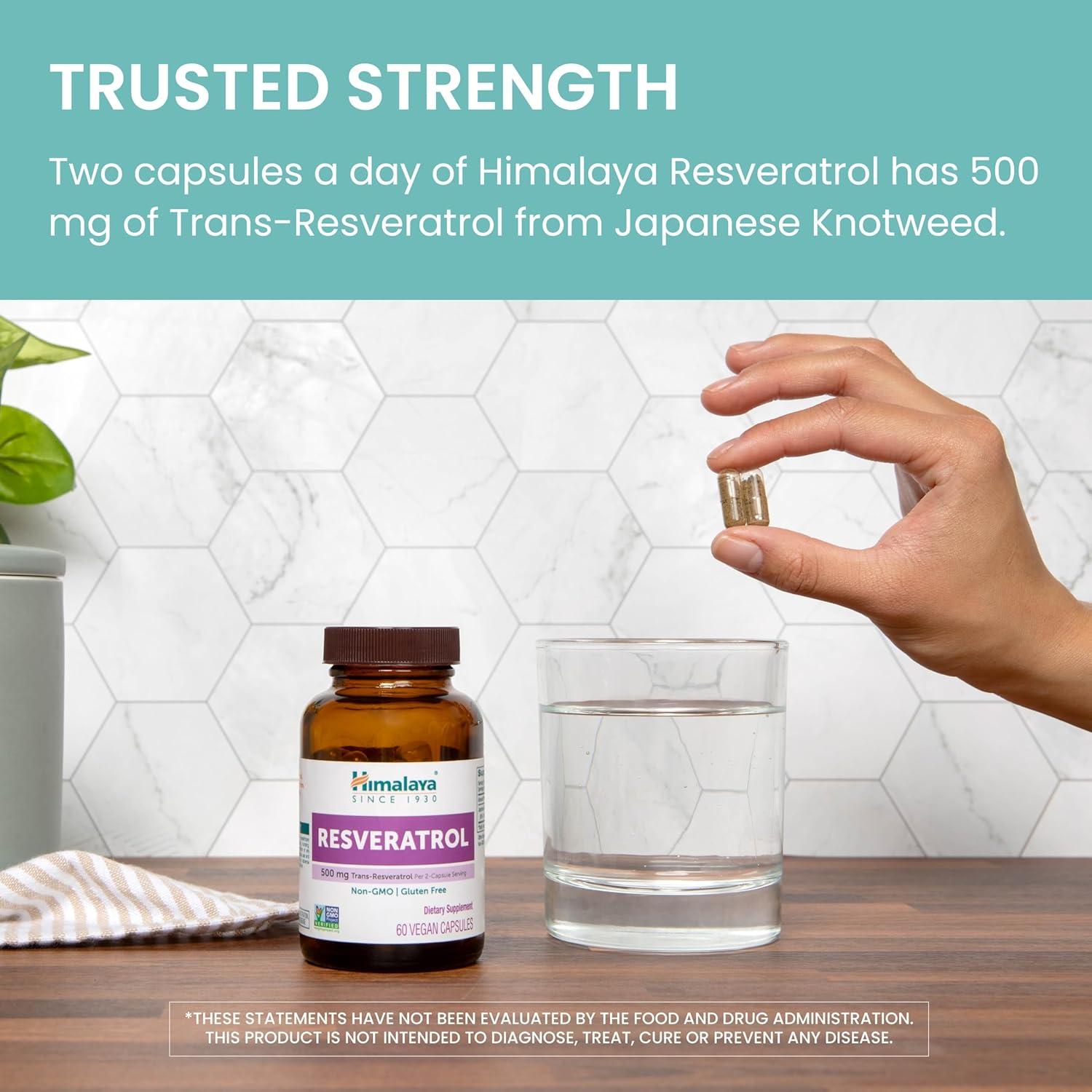 image:imageHimalaya Resveratrol for Healthy Aging and Antioxidant Support 1000 mg of Resveratrol with 500 mg TransResveratrol Daily 60 Vegan Capsules 1 Month Supply