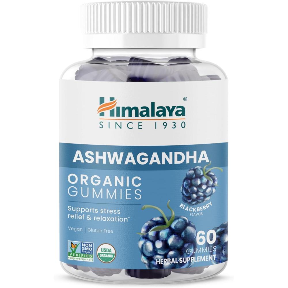 image:imageHimalaya Ashwagandha Organic Gummies KSM66 Organic Ashwagandha to Help with Stress Relief Energy and Relaxation 60 Gummies with Delicious BlackBerry FlavorGummy