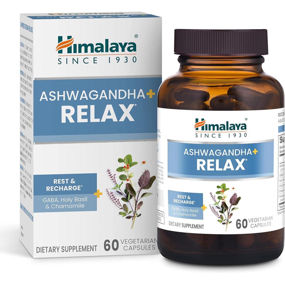 image:imageHimalaya Ashwagandha Relax with GABA Holy Basil amp Chamomile for Reset Relaxation amp Stress Relief Vegan Gluten Free 540 mg 60 Vegetarian Capsules 1 Month SupplyAshwagandha Relax