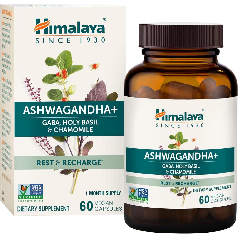image:imageHimalaya Ashwagandha with GABA Holy Basil amp Chamomile for Reset Relaxation amp Stress Relief Vegan Gluten Free 540 mg 60 Vegetarian Capsules 1 Month Supply