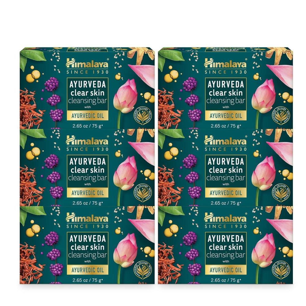 image:imageHimalaya Ayurveda Clear Skin Cleansing Bar with Kanaka Taila Licorice Priyangu amp Sacred Lotus for Nourishing and Brightening HerbalInfused Soap 265 oz 75 g 6 Pack044 Ounce Pack of 6