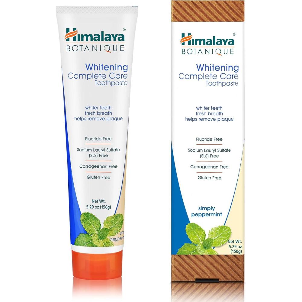 image:imageHimalaya Botanique Complete Care Whitening Toothpaste Simply Peppermint Fluoride Free for a Clean Mouth Whiter Teeth and Fresh Breath 529 oz 4 PackPeppermint