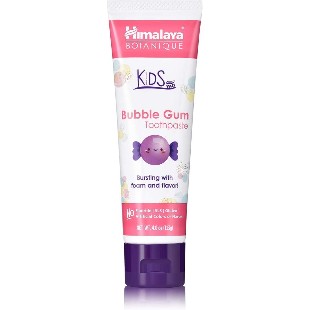 image:imageHimalaya Botanique Kids Toothpaste Cool Mint FluorideFree Gentle No Artificial Colors SLS Free Gluten Free Cruelty Free Vegan Foaming 4 Oz 1 PackBubblegum