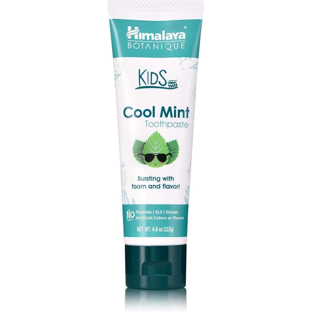 image:imageHimalaya Botanique Kids Toothpaste Cool Mint FluorideFree Gentle No Artificial Colors SLS Free Gluten Free Cruelty Free Vegan Foaming 4 Oz 1 PackMint