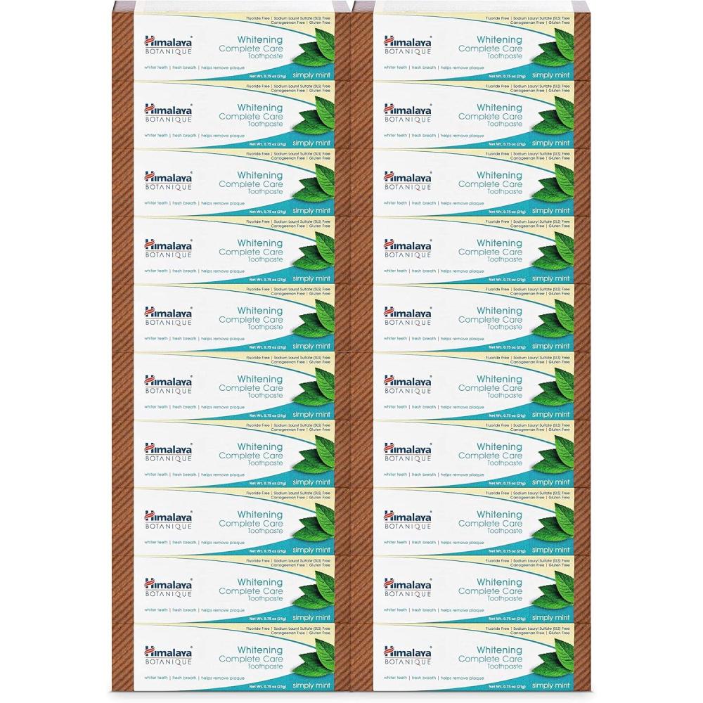 image:imageHimalaya Botanique Whitening Complete Care Travel Toothpaste Mint Travel Size Whitening Toothpaste Without Fluoride for Brighter Teeth amp Fresh Breath Vegan 074 oz Pack of 10075 Ounce Pack of 20