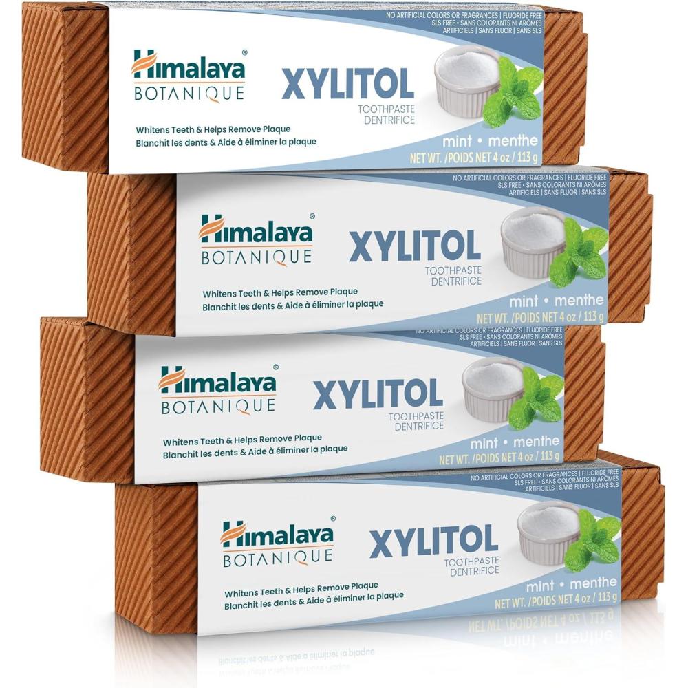 image:imageHimalaya Botanique Xylitol Toothpaste Mint Flavor Fluoride Free Toothpaste to Whiten Teeth Fight Plaque and for Fresh Breath Vegan Gluten Free No Artificial Flavors or Colors 4 oz4 Ounce Pack of 4