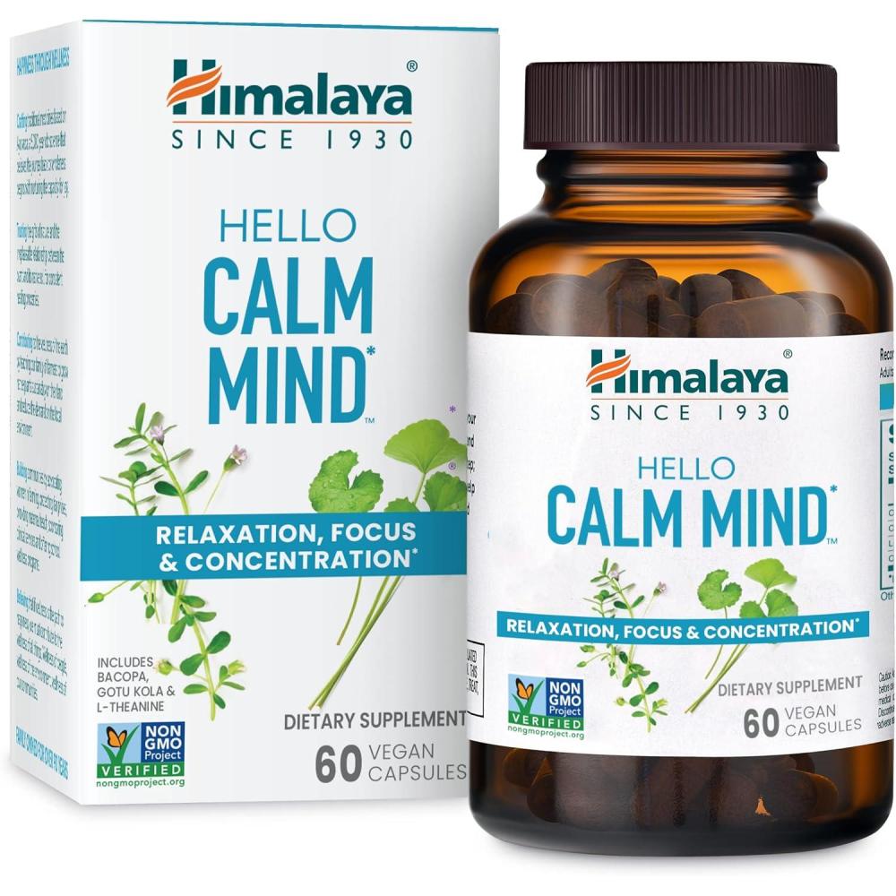 image:imageHimalaya Hello Calm Mind Herbal Supplement with Bacopa LTheanine Gotu Kola Supports Concentration amp Focus Cognitive Function Clear Thinking Relaxation Vegan Gluten Free 60 Capsules