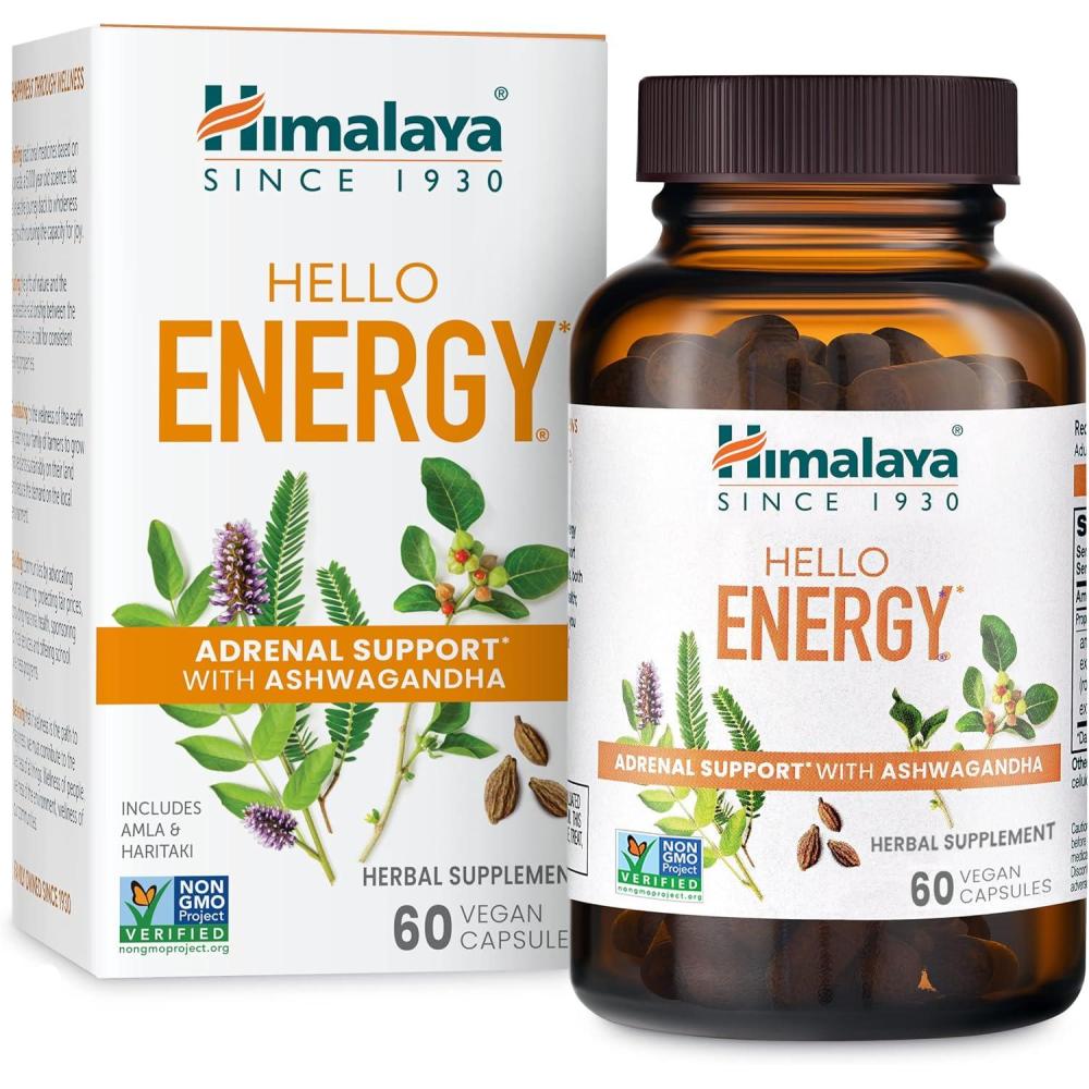 image:imageHimalaya Hello Energy Herbal Supplement with Ashwagandha Amla Haritaki Daily Energy Support Positivity Metabolism Caffeine Free Gluten Free NonGMO Vegan 60 Capsules 30 Day Supply