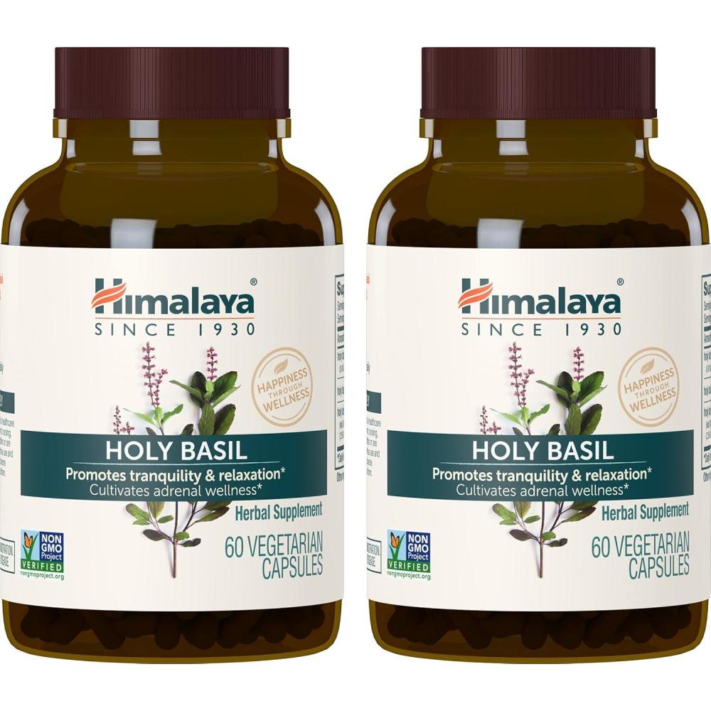image:imageHimalaya Holy Basil Herbal Adrenal Support for Stress Relief Relaxation Energy Support and Occasional Sleeplessness Vegan NonGMO Gluten Free 720 mg 60 Capsules60 Count Pack of 2