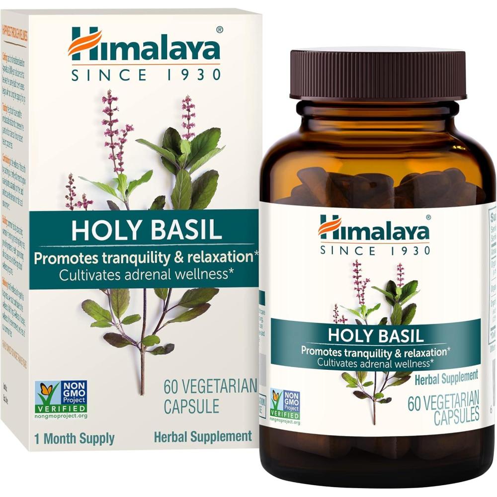image:imageHimalaya Holy Basil Herbal Adrenal Support for Stress Relief Relaxation Energy Support and Occasional Sleeplessness Vegan NonGMO Gluten Free 720 mg 60 Capsules60 Count Pack of 1