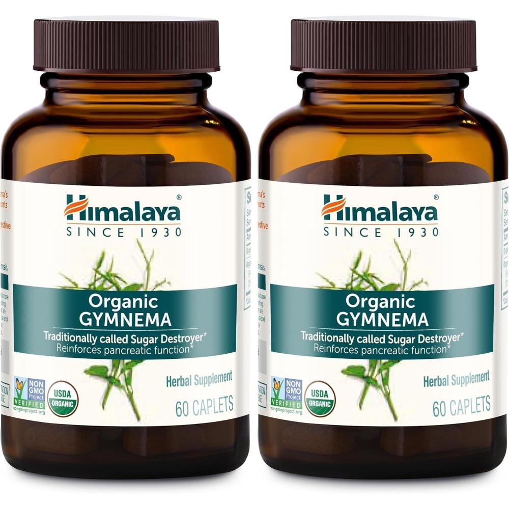 image:imageHimalaya Organic Gymnema Sylvestre Herbal Glucose Metabolism Support USDA Organic NonGMO Vegan Gluten Free Additive Free 700 mg 60 Caplets60 Count Pack of 2