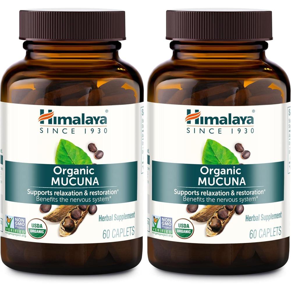 image:imageHimalaya Organic Mucuna Pruriens 60 Day Supply  Herbal Supplement for Calming Relaxation from Tension and Promoting Brain Function  Vegan NonGMO Gluten Free 600 mg 60 Caplets60 Count Pack of 2