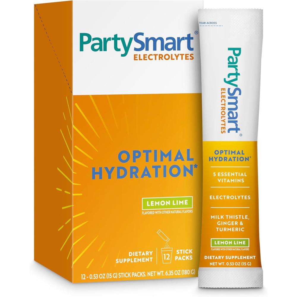 image:imageHimalaya PartySmart Lemon Lime Electrolytes Powder Packets 12 Count Support Hydration Rehydrate with Sodium amp Potassium Vitamin C amp more Antioxidant Recovery Blend Milk Thistle Ginger amp Turmeric